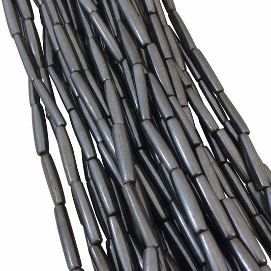 1" Long Ebony/Black Natural Ox Bone Tube/Barrel Beads - 15.5" Strand (Approx. 16 Beads) - Measuring 5mm x 25mm - Sold by The Strand