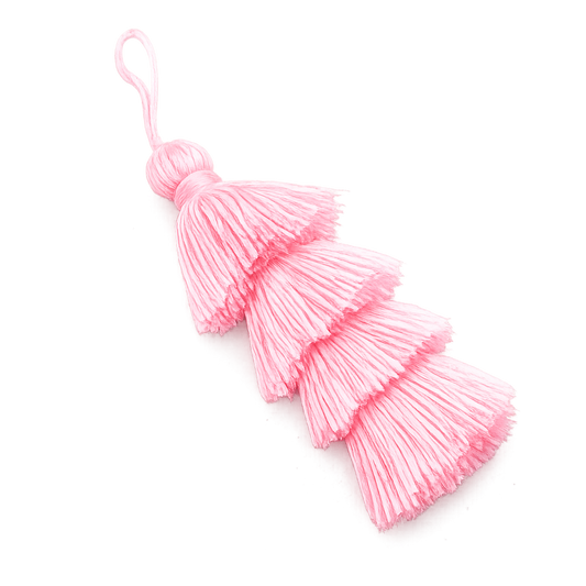 Tiered Silk Tassel Pendant 75mm Wrapped Thread Tassel Charm for Jewelry Making, Necklace Pendant Tassel, DIY Craft Supply