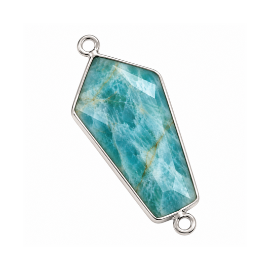 Silver-Finish Gemstone Bezel Connectors & Pendants