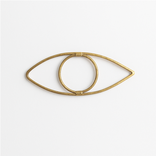 Evil Eye Findings | 4pcs Gold Plated Copper Components | 28 x 74mm | Brushed Open Design | Marquise Circle Shape for Jewelry Making