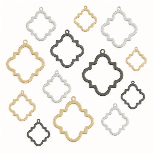 Findings For Jewelry Making | Squared Quatrefoil Shaped Plated Copper Components