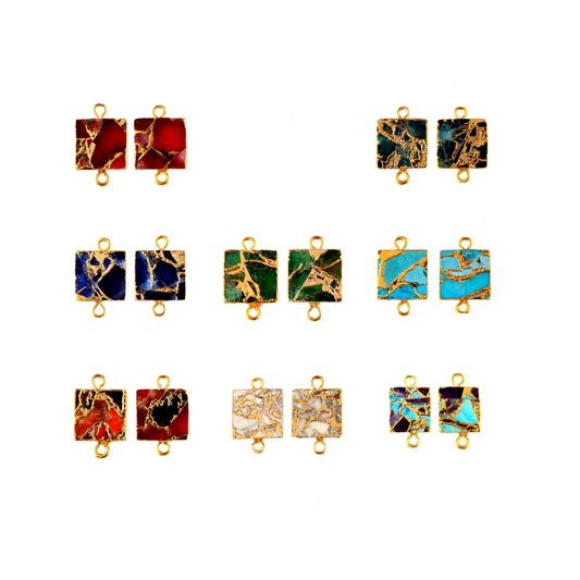 Mojave Copper Turquoise Square Connectors | Square Finding | Electroformed Gemstone