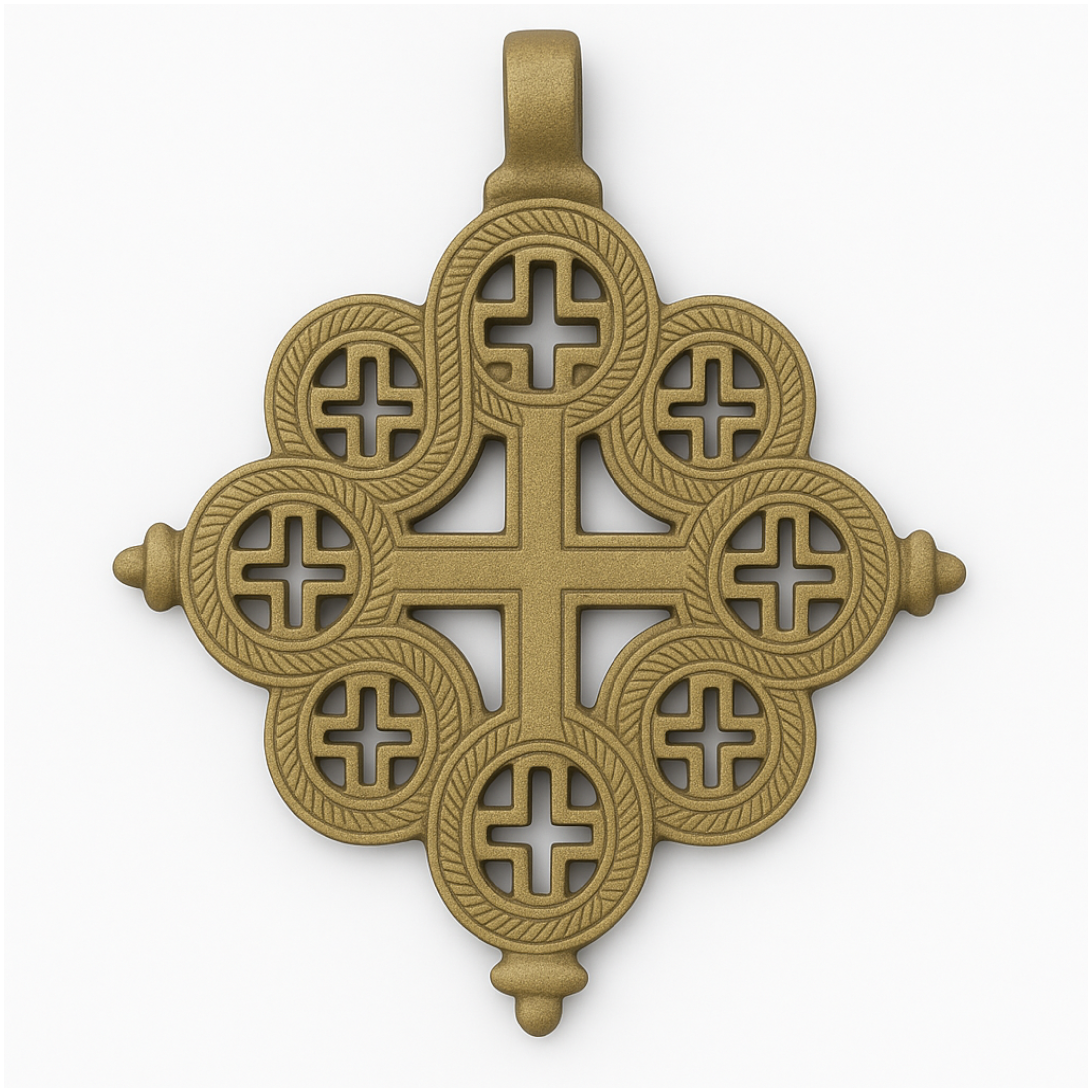 Large Ethiopian Matt finish Gold Cross Pendant | 92mm African