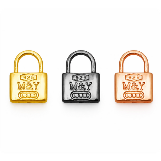 Padlock Charm Pendant 12mm x 17mm | Gold Rose Gold Gunmetal | Plated Copper Lock Charm for Jewelry Making