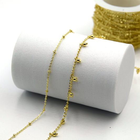 Gold Satellite Chain and Gold Satellite Dangle Chain - Sold by the Foot