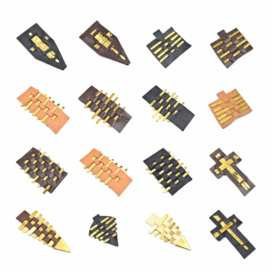 Woven Brass & Leather Pendant | Leather Focal Pendant | Unique Necklace Pendant