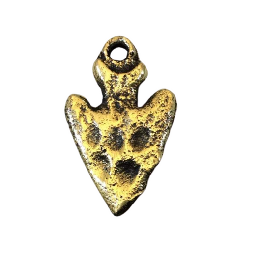 1" Oxidized Gold Plated Arrowhead/Arrow Shaped Brass Pendant with Attached Ring - Measuring 15mm x 25mm, Approximately - Sold Individually
