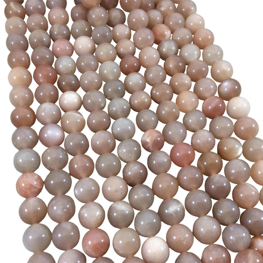 10mm Smooth Peach Moonstone Round/Ball Shaped Beads with 1mm Holes - 15.25" Strand (Approx. 39 Beads) - Natural High Quality Gemstone