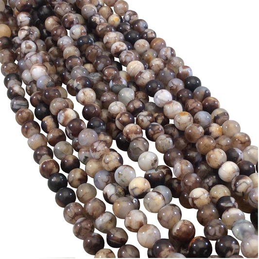 6mm Black Brown Mottled Agate Beads