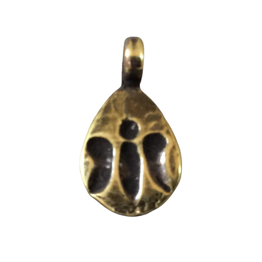10mm x 15mm Oxidized Gold Plated Rustic Cast Hovering Butterfly Icon Copper Teardrop Shape Pendant W Attached Ring - Sold Per Each (K-97)