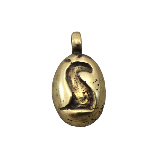 11mm x 15mm Oxidized Gold Plated Rustic Cast Llama Head Icon Copper Oval Shaped Pendant w/ Attached Ring - Sold Individually (K-47)