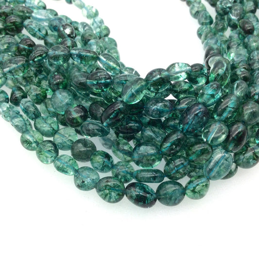 Smooth Teal Apatite Pebble Nugget Beads - 16" Strand (~51 Beads) - Measuring 8-10mm - Natural Semi-Precious Gemstone - Sold by the Strand