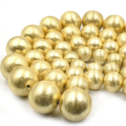 Copper Beads: Premium Gold Brushed Round Metal Beads in 6mm, 8mm, 10mm, 12mm, and 14mm Sizes