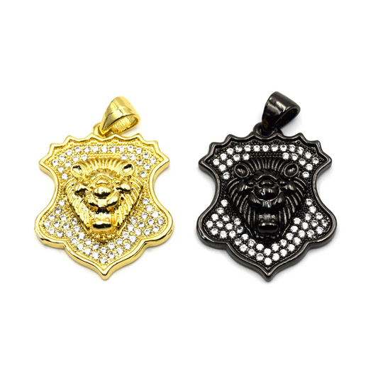 Family Crest Pendant | Cubic Zirconia (CZ) Shield Pendant for Jewelry Making