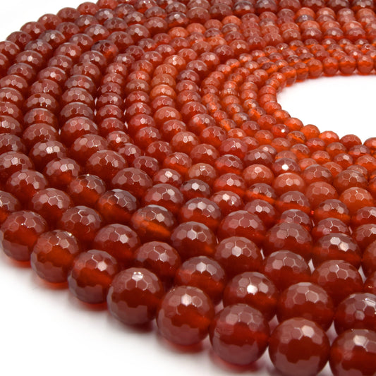 Carnelian Beads | Red Agate Beads | Faceted Gemstone Beads