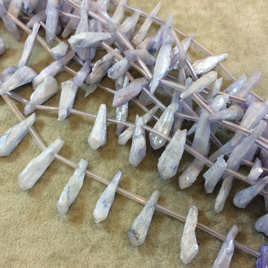 Druzy Beads | Natural Rough Crystal Point Drop Druzy Beads | Beads By The Strand | Purple Aqua Blue Silver Champagne | 5-8mm x 20-25mm