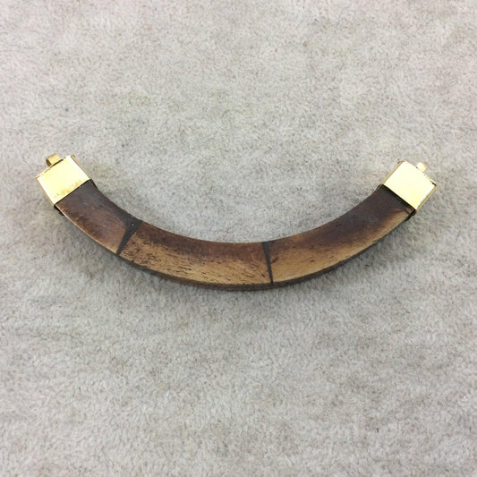 Warm Brown Ox Bone Crescent Pendant - Double Ended Tusk, 95mm