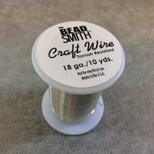 18 Gauge Beadsmith Brand Silver Plated Tarnish Resistant Jewelry Crafting/Wrapping Wire - 10 Yard Spool Length (Sold Individually)