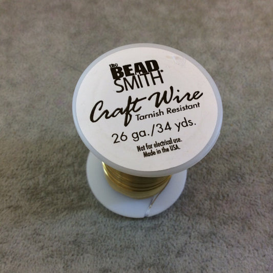 26 Gauge Beadsmith Brand Gold Plated Tarnish Resistant Jewelry Crafting/Wrapping Wire - 34 Yard Spool Length (Sold Individually)