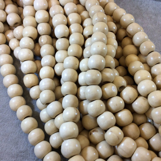 12mm Pine/Cream Natural Wood Round/Ball Beads with 4mm Hole - 15" Strand (Approx. 36 Beads) - Sold by the Strand
