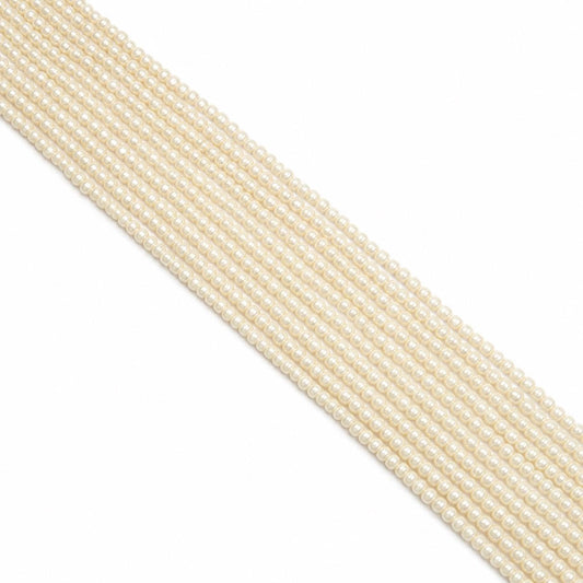 2mm Cream Faux Pearl Beads, Tiny Cream Rondelle Beads for Jewelry Making