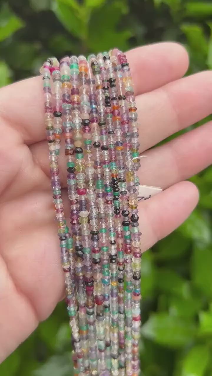 2mm Faceted Rondelle Mixed Gemstone Beads – Semi-Precious Hand-Cut