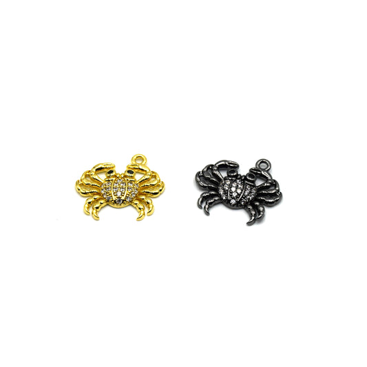 These two cubic zirconia crab shaped charms are perfect for any jewelry making project. The charms feature two sparkling cubic zirconia stones. The charms are perfect for making earrings, necklaces, and bracelets.