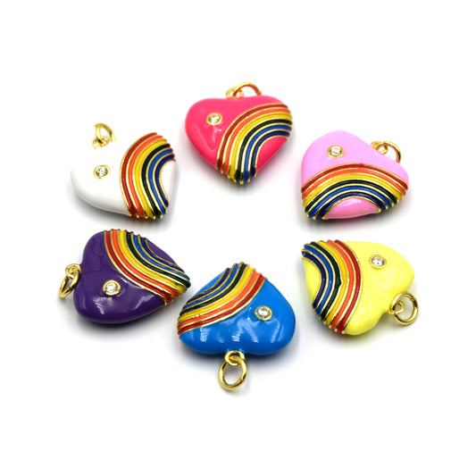 Heart Charms for Necklaces and Bracelets | Enamel Heart Pendants for Teen Jewelry