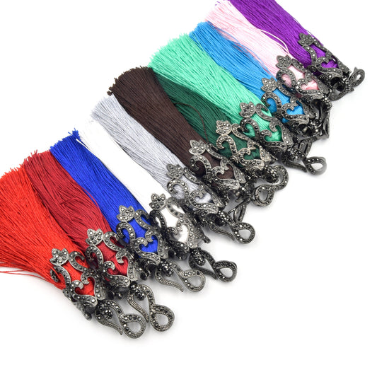 gunmetal pave cz cap tassel