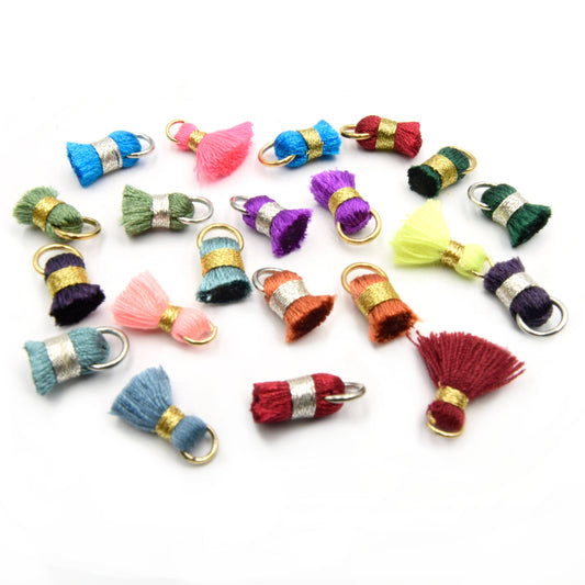 half inch colorful gold silver ring silk tassels