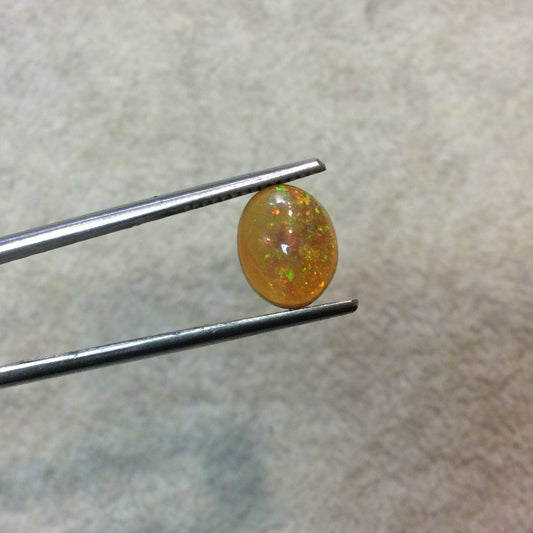 Natural Ethiopian Opal Smooth Oval Shaped Rounded Back Cabochon 'C' - Measuring 8mm x 10mm, 4mm Dome Height - High Quality Gemstone Cab