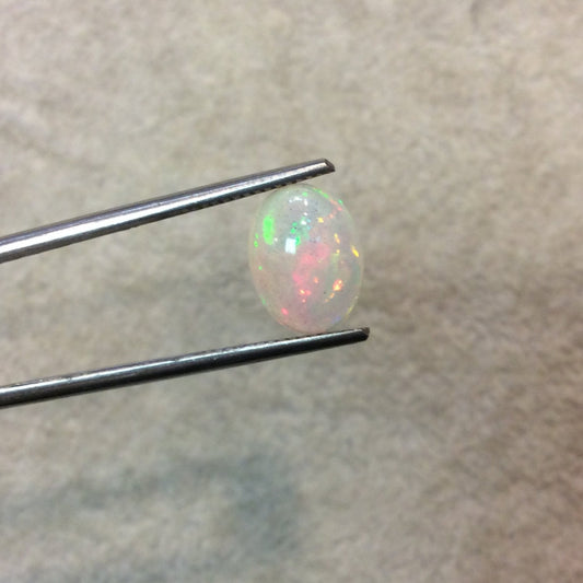 Natural Ethiopian Opal Smooth Oval Shaped Rounded Back Cabochon 'F' - Measuring 9mm x 11.5mm, 5mm Dome Height - High Quality Gemstone Cab