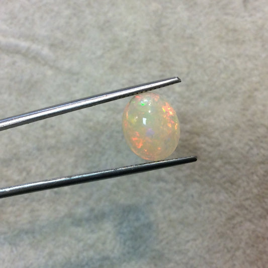 Natural Ethiopian Opal Smooth Oval Shaped Flat Back Cabochon 'M' - Measuring 10.5mm x 12.5mm, 5mm Dome Height - High Quality Gemstone Cab