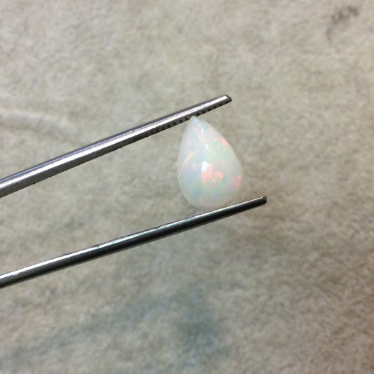 Natural Ethiopian Opal Smooth Teardrop Shaped Flat Back Cabochon 'R' - Measuring 9mm x 12.5mm, 5mm Dome Height - High Quality Gemstone Cab