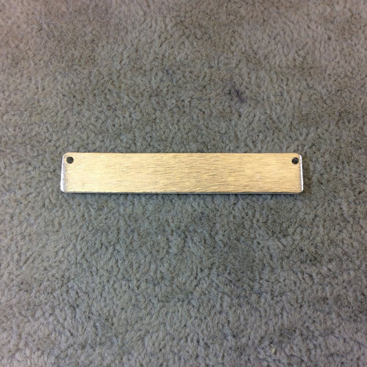 9mm x 53mm Silver Brushed Finish Blank Rectangle Shaped Plated Copper Components - Sold in Pre-Counted Bulk Packs of 10 Pieces - (171-SV)
