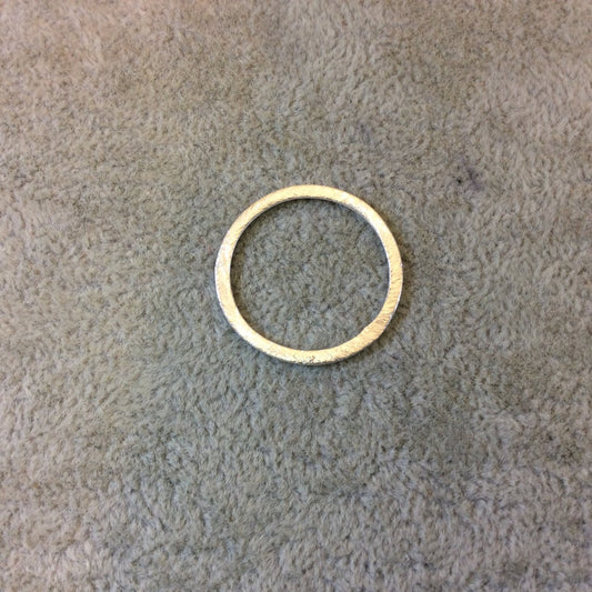 25mm Silver Brushed Finish Open Circle/Ring/Hoop Shaped Plated Copper Components - Sold in Pre-Counted Bulk Packs of 10 Pieces - (004-SV)