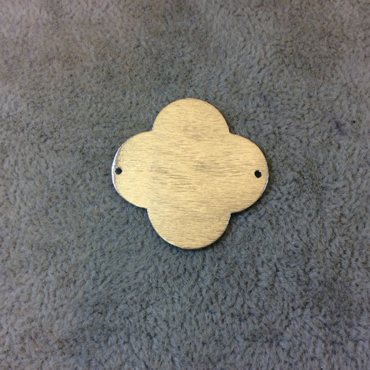 33mm Silver Brushed Finish Blank Quatrefoil Shaped Plated Copper Components - Sold in Pre-Counted Bulk Packs of 10 Pieces - (064-SV)