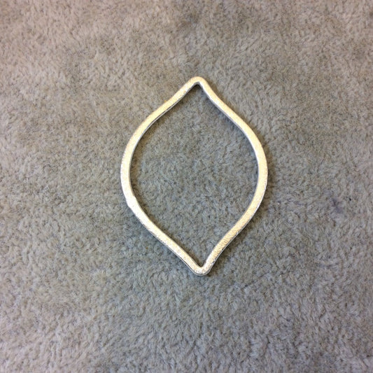 35mm x 49mm Silver Brushed Finish Open Marquise Shaped Plated Copper Components - Sold in Pre-Counted Bulk Packs of 10 Pieces - (079-SV)
