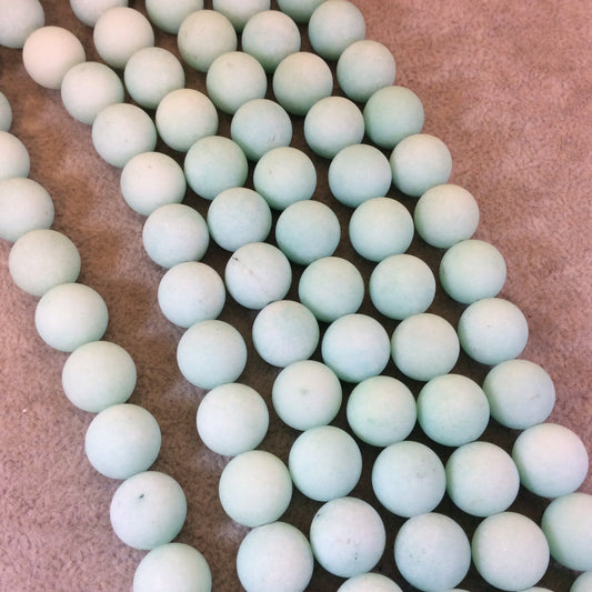 12mm Matte Mint Green Jade Round/Ball Shaped Beads - 15" Strand (Approx. 31 Beads) - Natural Semi-Precious Gemstone - Sold by the Strand