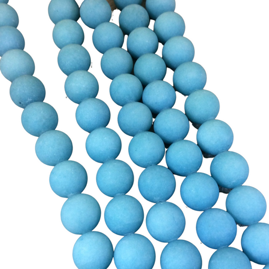 12mm Matte Aqua Jade Round/Ball Shaped Beads - 15" Strand (Approx. 31 Beads) - Natural Semi-Precious Gemstone - Sold by the Strand
