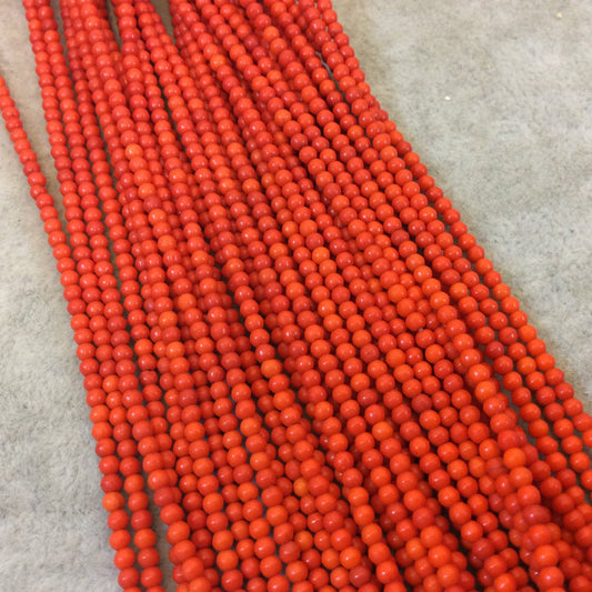 2mm Dyed Orange Howlite Smooth Round/Ball Shaped Beads - Sold by 15.5" Strands (Approx. 185 Beads) - Natural Semi-Precious Gemstone