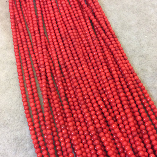 2mm Dyed Red Howlite Smooth Round/Ball Shaped Beads - Sold by 15.5" Strands (Approx. 185 Beads) - Natural Semi-Precious Gemstone