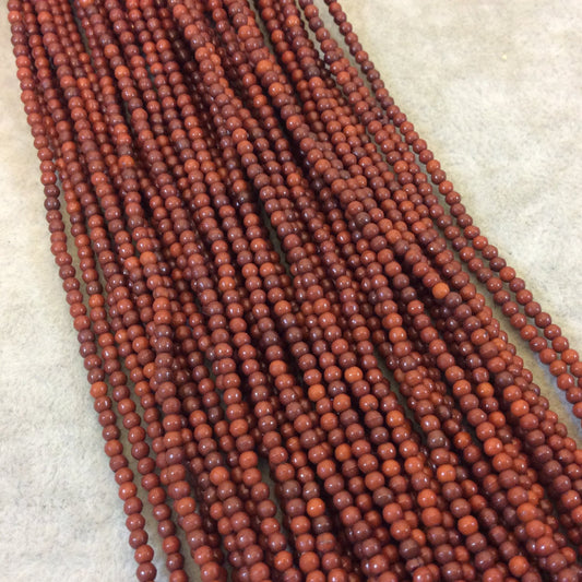 2mm Dyed Brown Howlite Smooth Round/Ball Shaped Beads - Sold by 15.5" Strands (Approx. 185 Beads) - Natural Semi-Precious Gemstone