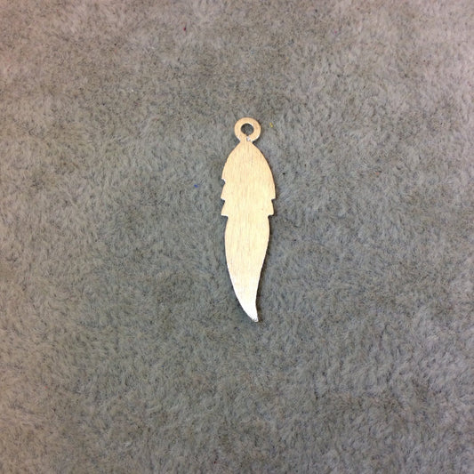 Small Silver Plated Copper Brushed Blank Drilled Notched Feather Shaped Components - Measuring 9mm x 30mm - Sold in Packs of 10 (289-SV)