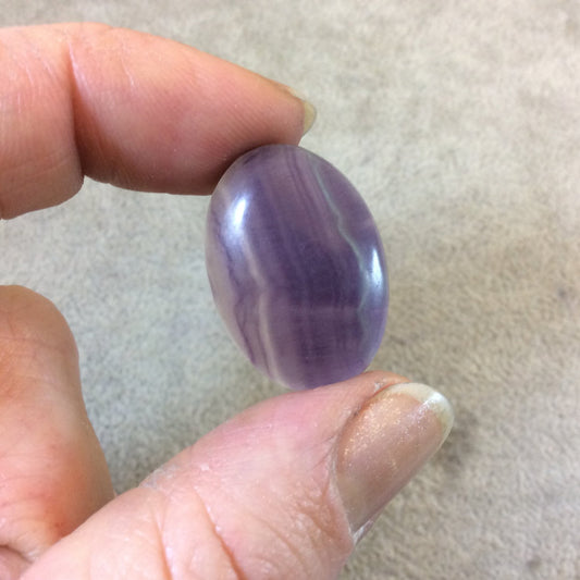 OOAK Semi-Gloss Natural Rainbow Fluorite Oblong Oval Shaped Flat Back Cabochon - Measuring 19mm x 27mm, 5mm Dome Height - High Quality Cab