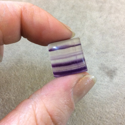 OOAK Semi-Gloss Natural Rainbow Fluorite Trapezoid Shaped Flat Back Cabochon - Measuring 17mm x 16mm, 7mm Dome Height - High Quality Cab