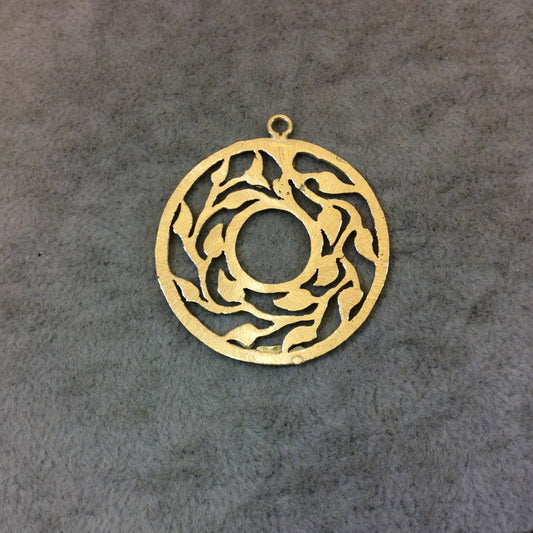 Gold Plated Growing Vines/Leaves Cutout Circle Shaped Brushed Finish Copper Components - Measures 37mm x 37mm - Sold in Packs of 10 (343-GD)