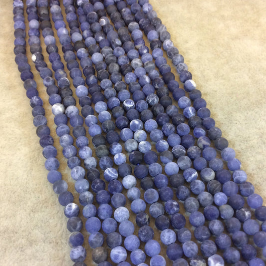 4mm Matte Natural Blue/White Sodalite Round/Ball Shaped Beads - Sold by 15.5" Strands (Approximately 97 Beads) - Semi-Precious Gemstone
