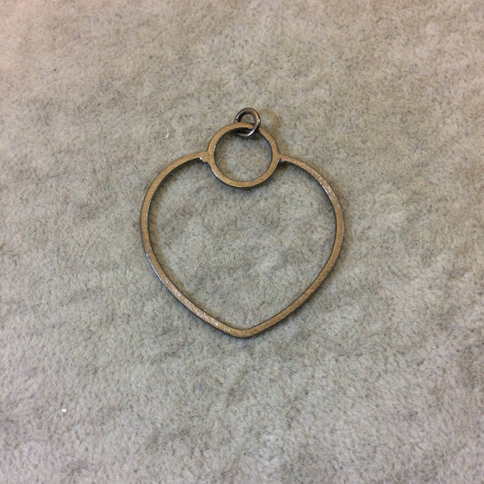 Large Gunmetal Plated Copper Open Heart/Bottle Shaped Pendant Components - Measuring 40mm x 46mm - Sold in Packs of 10 (273-GM)