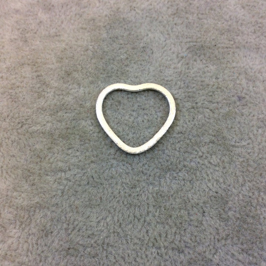 Medium Sized Brushed Finish Silver Plated Copper Open Heart Shaped Components - Measuring 22mm x 22mm - Sold in Packs of 10 (231-SV)